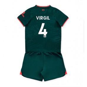 Liverpool Virgil van Dijk #4 Tredjedraktsett Barn 2022-23 Kortermet (+ Korte bukser)